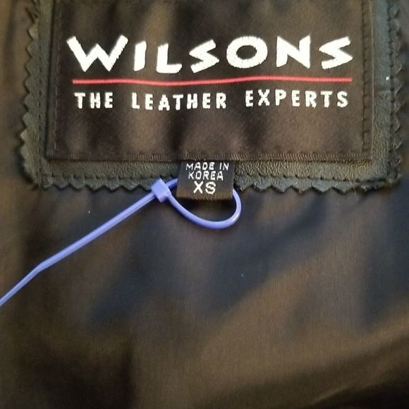Wilsons Leather Black Shawl Collar Drawstring Waist V-Neck Leather Jacket Sz.XS - Picture 8 of 8